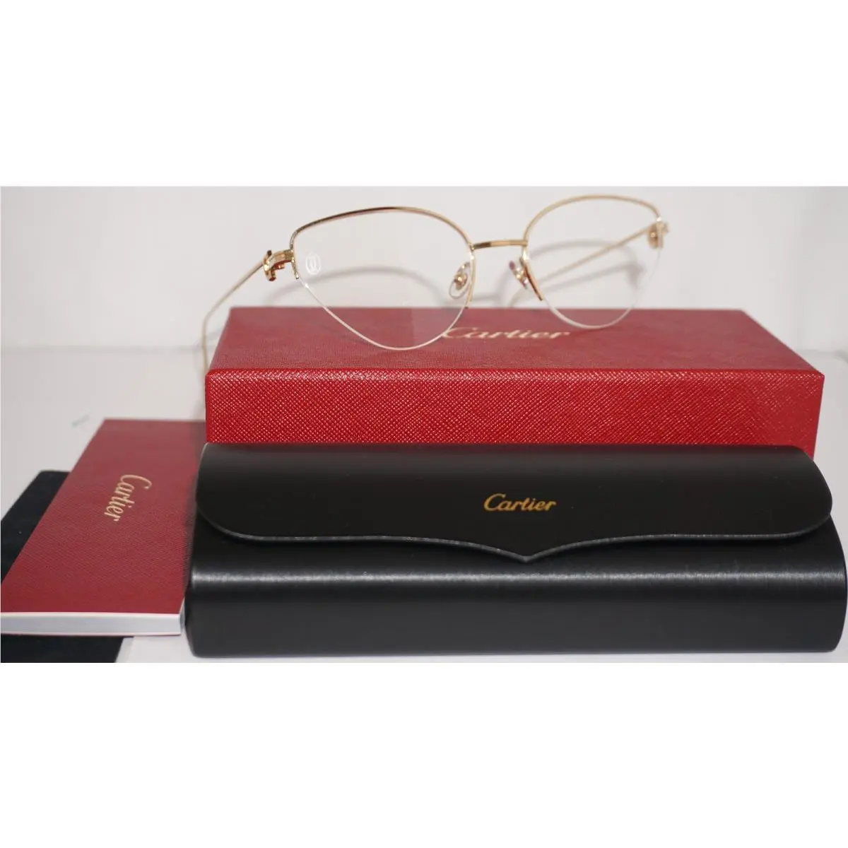 Cartier Eyeglasses Half Rim Gold Cateye CT0157O 002 54 20 140