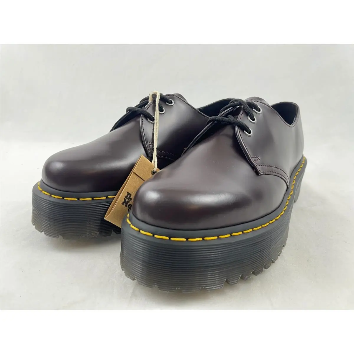 Dr. Martens 1461 Quad Men 10 Women 11 Burgundy Smooth Leather Platform Shoes