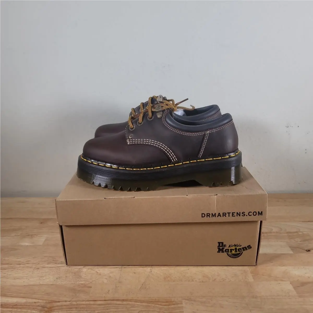 Dr. Martens 8053 4i Quad Platform Oxfords Unisex Size M9 W10 Brown Arc Leather
