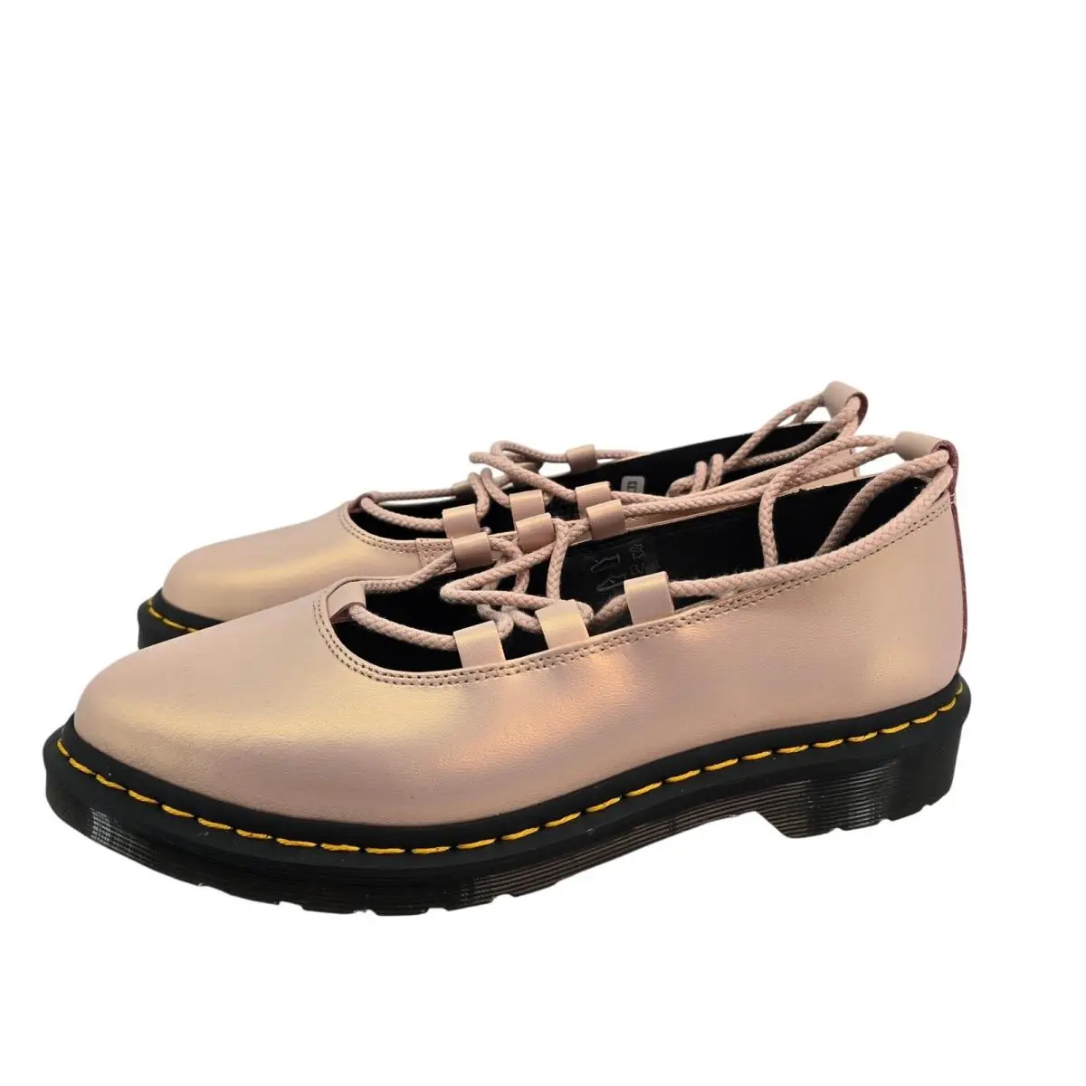 Dr. Martens Elphie II Powder Pink Iridescent Lace Up Ballet Flats Womens 9 EU 41
