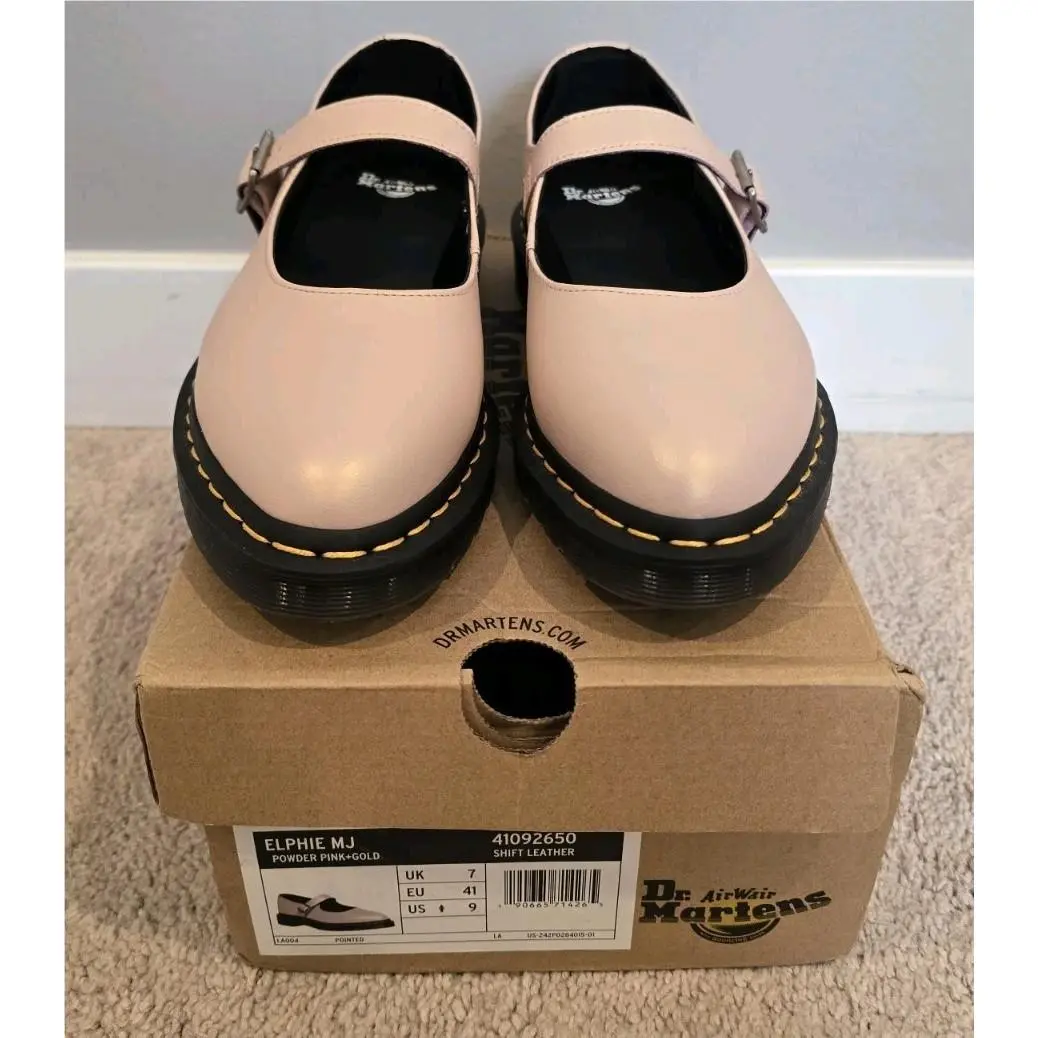 Dr. Marten`s Elphie MJ Powder Pink Leather Womens Mary Jane Shoe Size US 9
