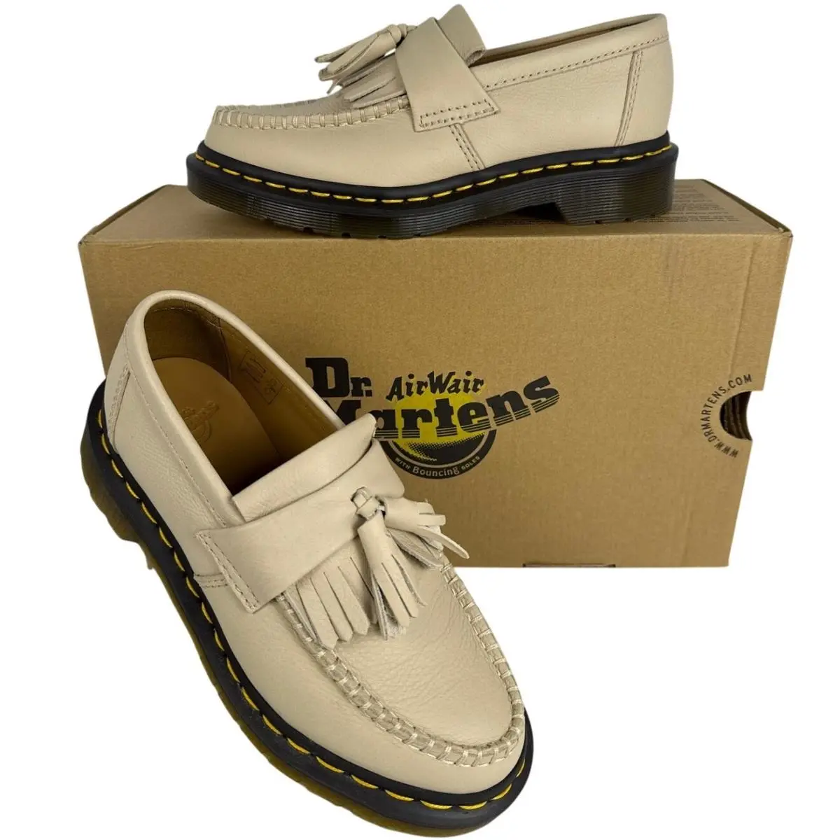 Dr. Martens Adrian Loafer with Tassels Parchment Beige Leather US W5 UK3