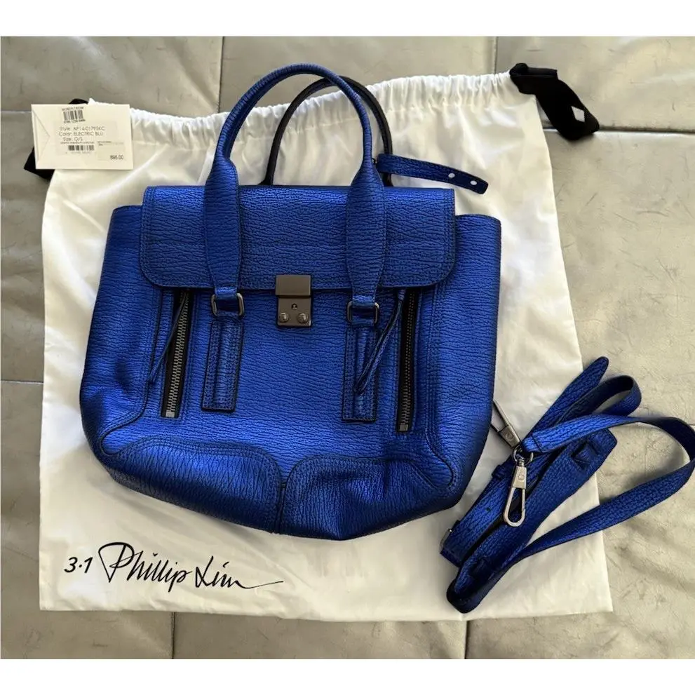 3.1  Pashli Electric Blue Medium Satchel Calf Leather by Phillip Lim
