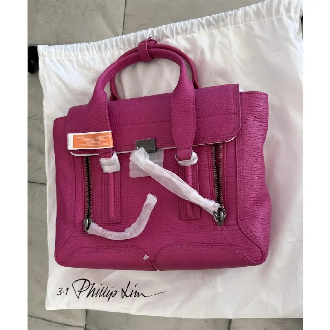 3.1  Pashli Leather Medium Satchel Women`s Fuchsia Gunmetal Hardware by Phillip Lim