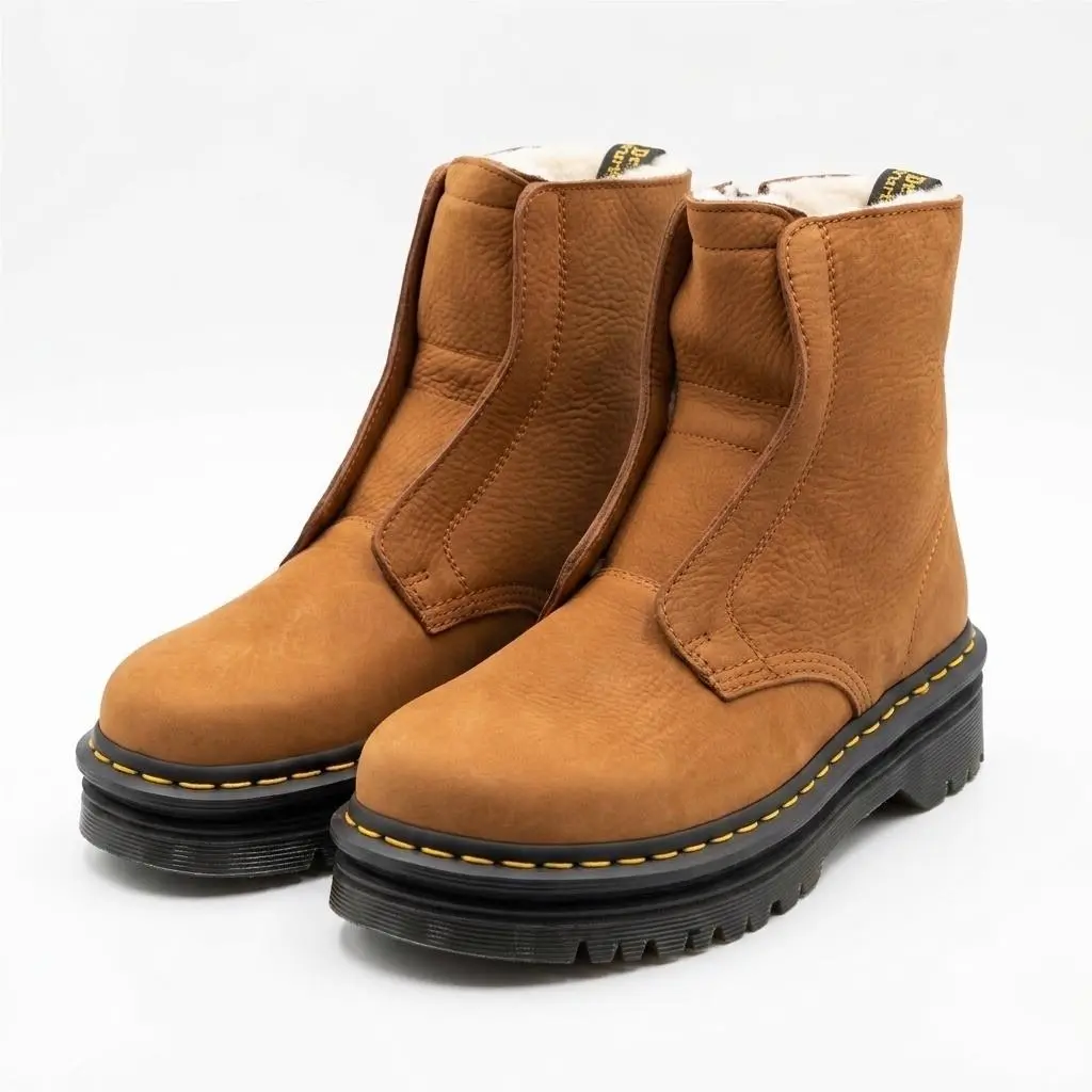 Dr. Martens Zebzag Laceless WL Boots Desert Brown Nubuck Mens 9 Womens 10