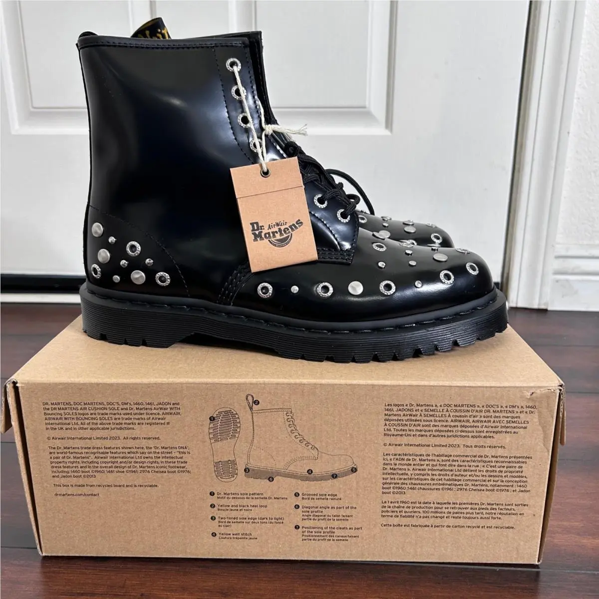 Dr. Martens Studded Buttero Leather Studded Combat Boots Mens 11 Goth Grunge