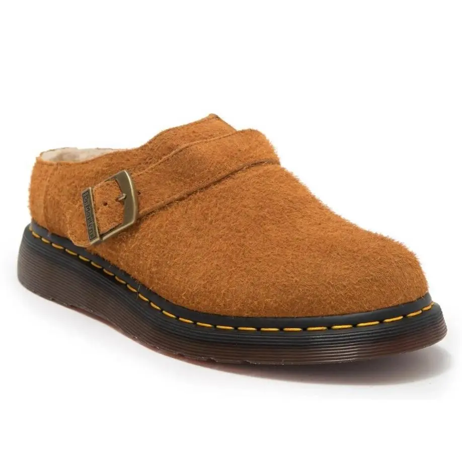 Dr. Martens Isham Womens Shearling Lined Suede Slingback Mules Brown Size 6