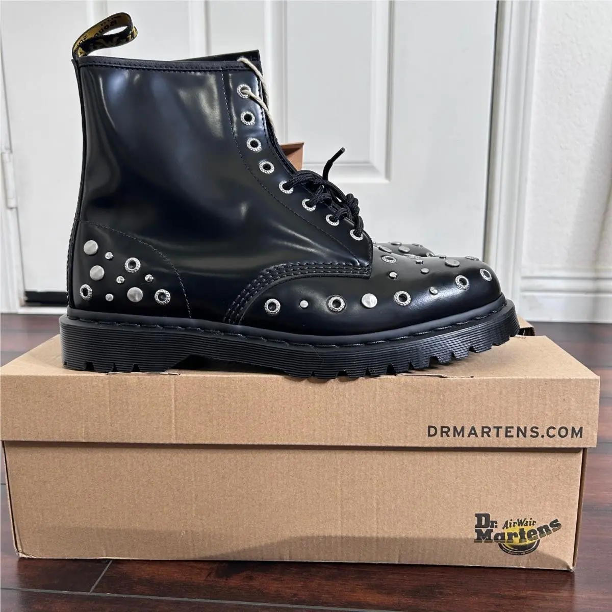 Dr. Martens Studded Buttero Leather Studded Combat Boots Mens 12 Goth Grunge