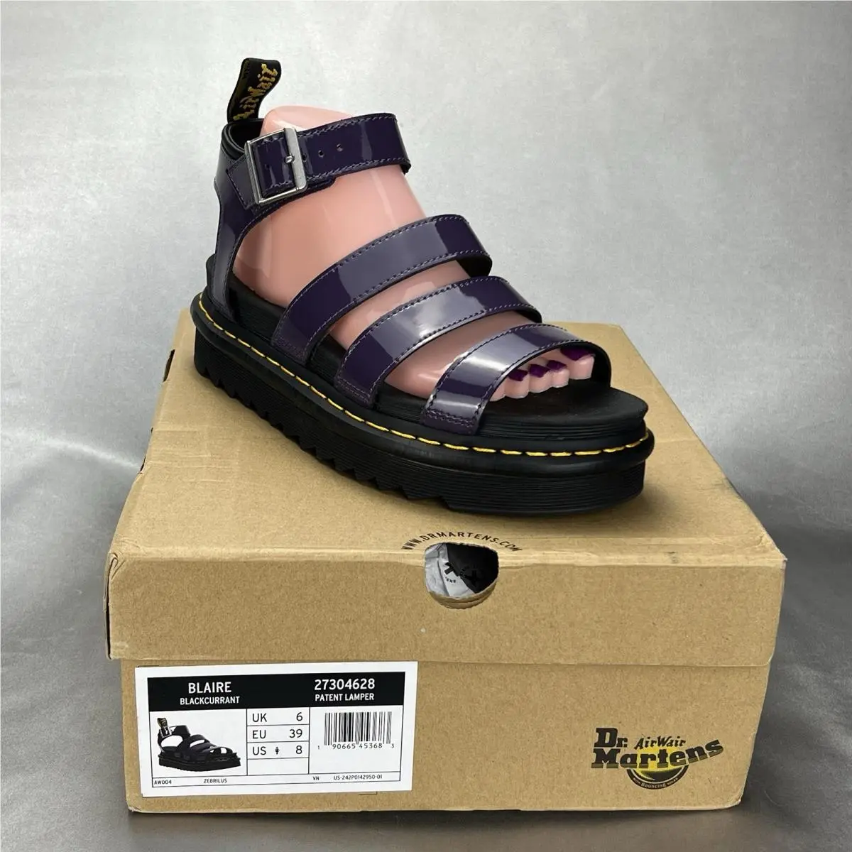 Dr. Martens Womens 8 Blaire Patent Leather Strap Gladiator Sandals Purple Summer
