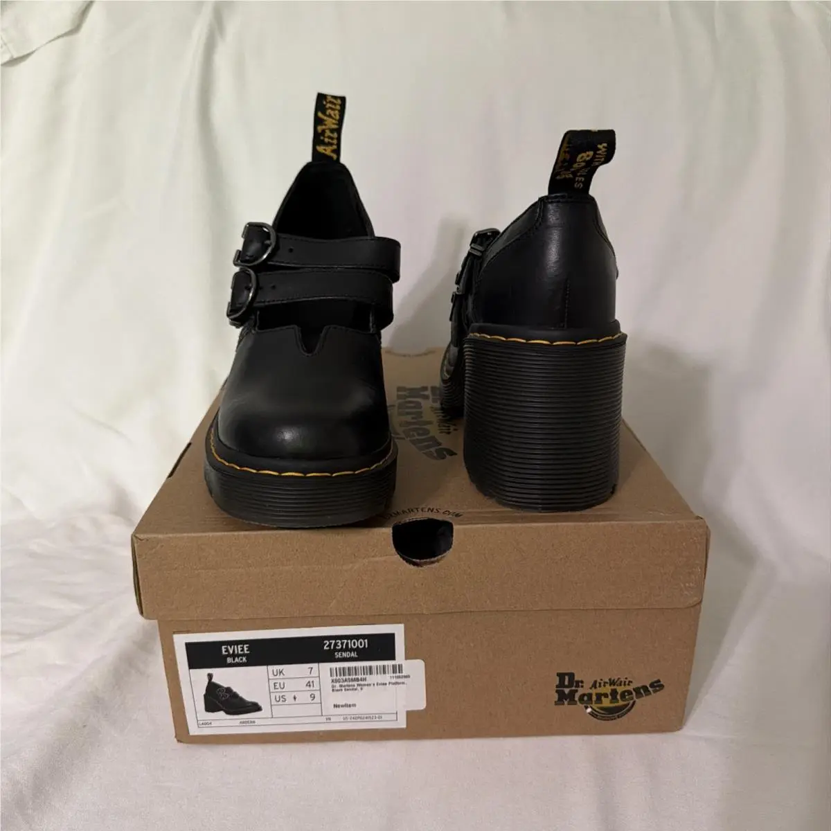 Dr. Martens Eviee Sendal Leather Heeled Women’s Shoes Sz 9 Black