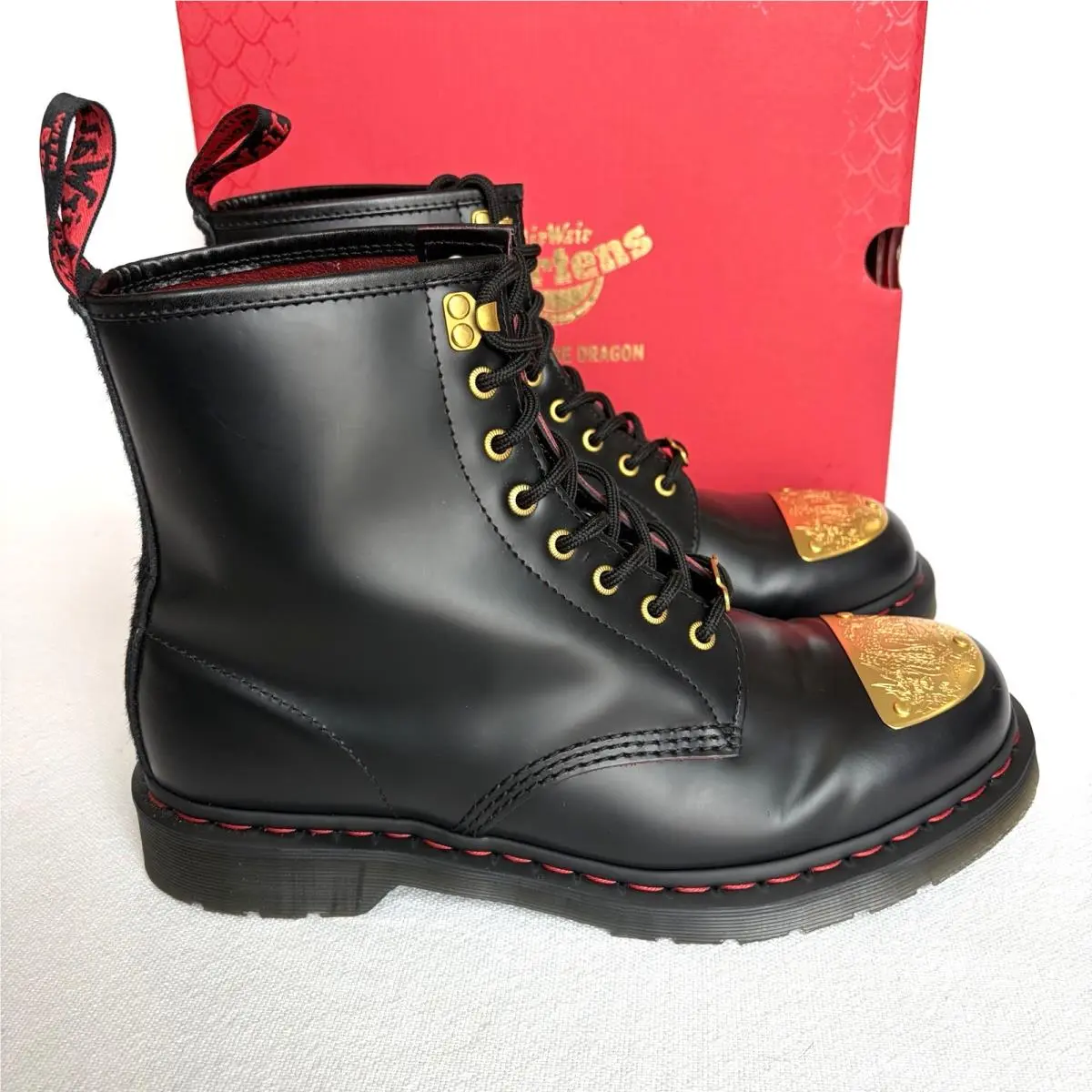 Dr. Martens Year of The Dragon 1460 Boots Men`s Size 11 Black Smooth Hair On