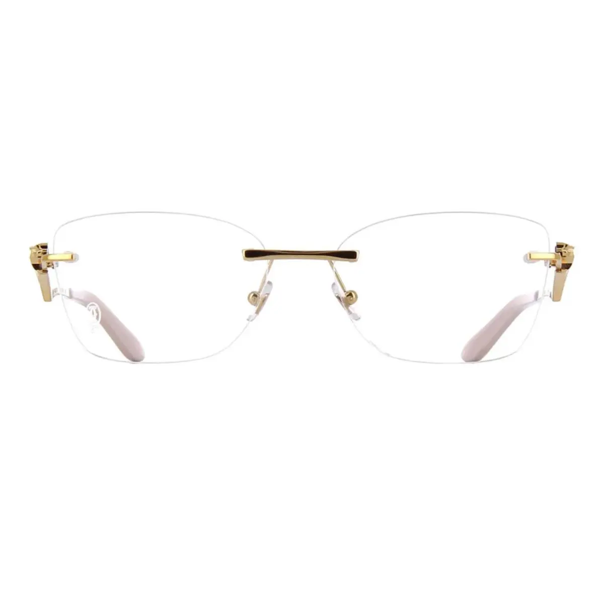 Cartier CT0120O 002 57mm Gold Panthere Rimless Eyeglasses France Unisex