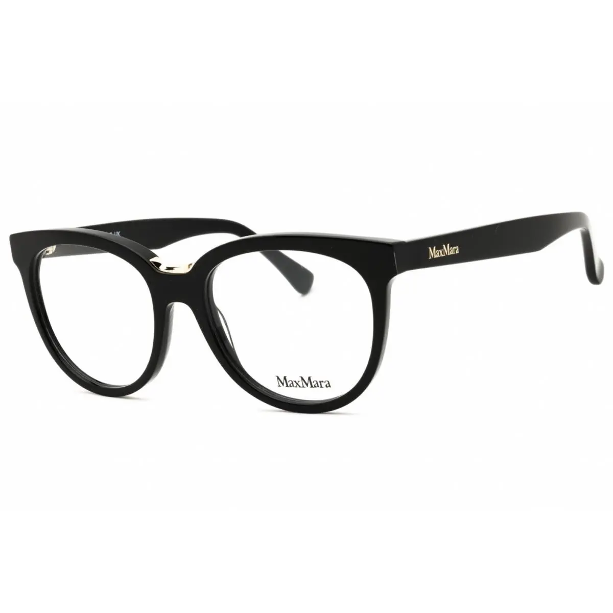 Women`s Eyeglasses Shiny Black Acetate Round Full Rim Frame MM5110 001 by Max Mara
