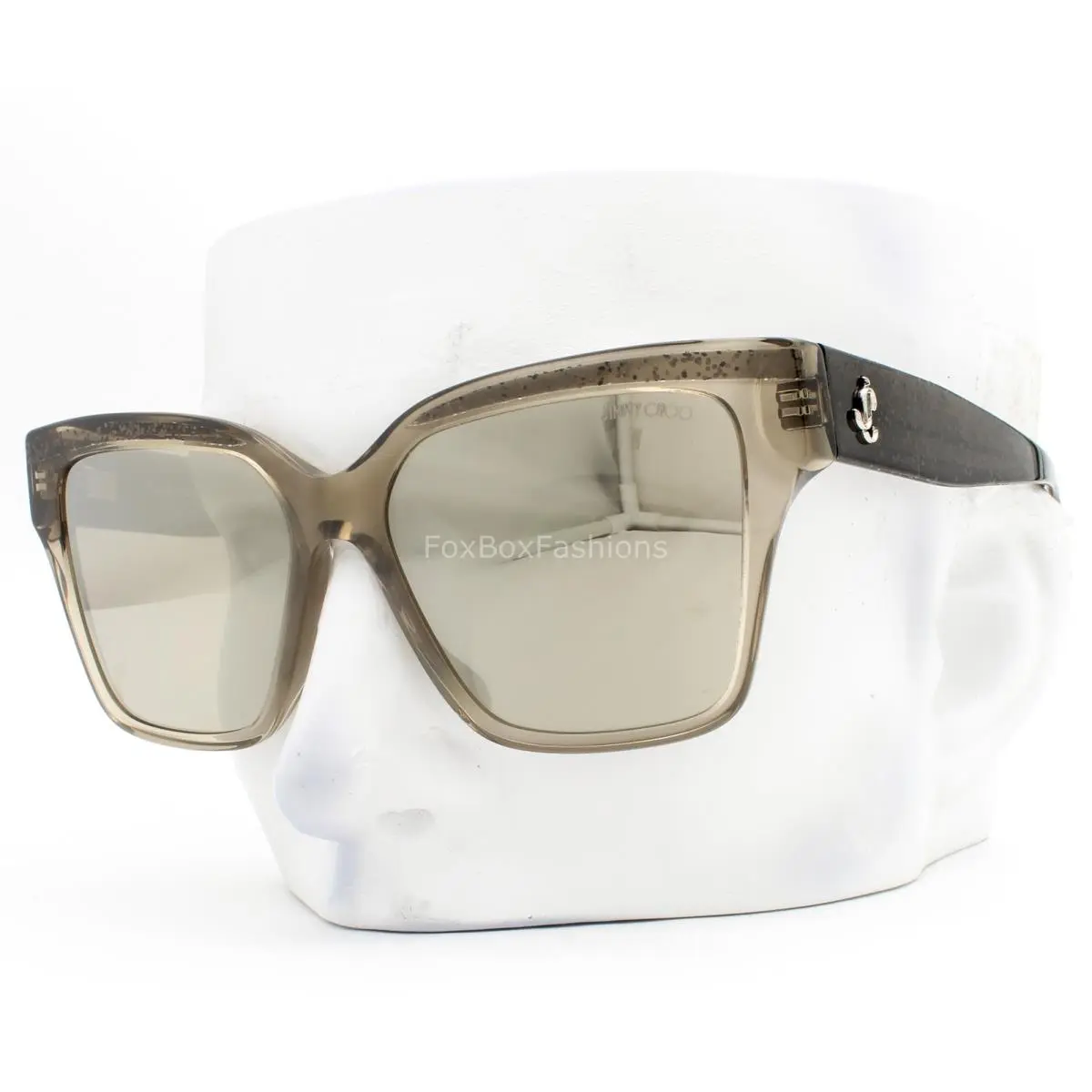 Jimmy Choo Sunglasses Glasses JC5003F Transparent Brown Gold Glitter Trim W/case