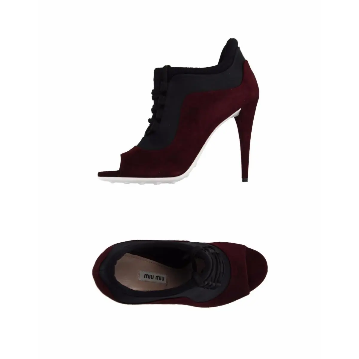 Miu Miu Maroon Suede Open-toe Laced Shoes Booties 6.5 US/37 EU Boots