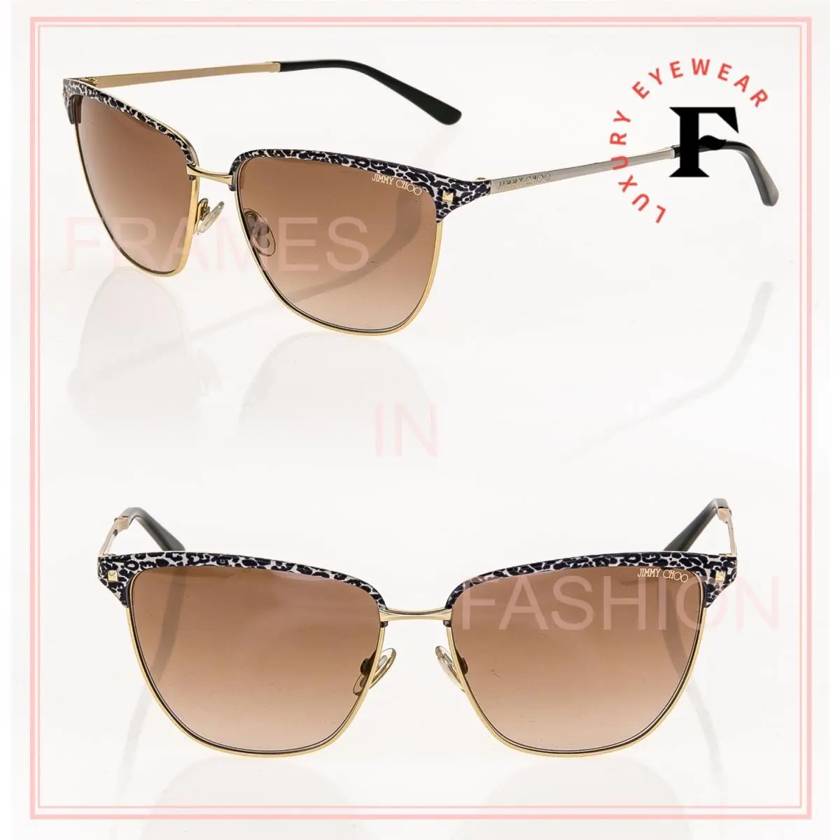 Jimmy Choo Laura Gold Brown Animal Leopard Print Sunglasses Laura/s