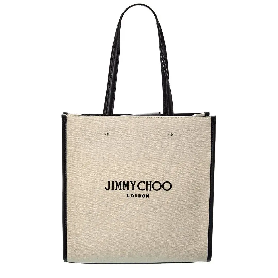 Jimmy Choo N/s Canvas Leather Tote Women`s White