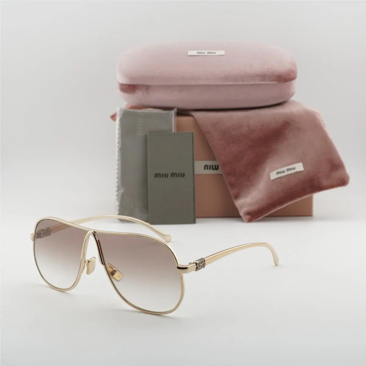 Miu Miu MUA56S 5AK90L Shiny Gold/brown Gradient 66-02-140 Sunglasses