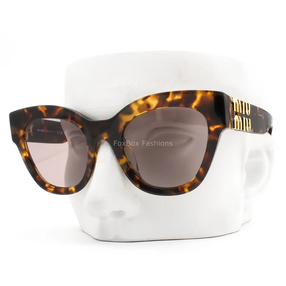 Miu Miu Sunglasses Brown Honey Havana Gold Logo Smu 01Y 14L-20I with Case