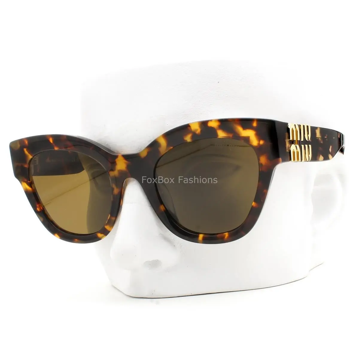 Miu Miu Sunglasses Honey Brown Yellow Havana Gold Logo Smu 01Y 14L-09Z with Case