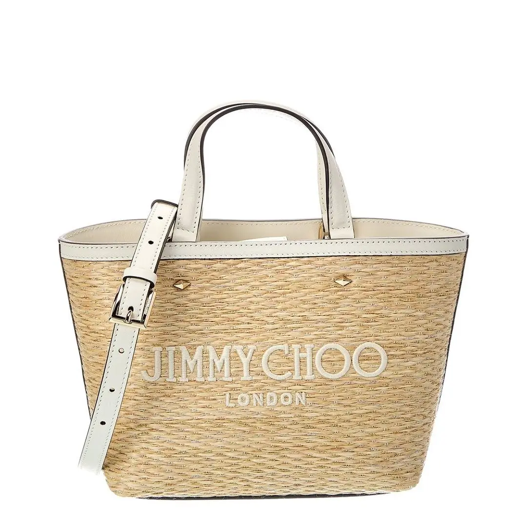 Jimmy Choo Marli Mini Lurex Raffia Leather Tote Women`s Brown