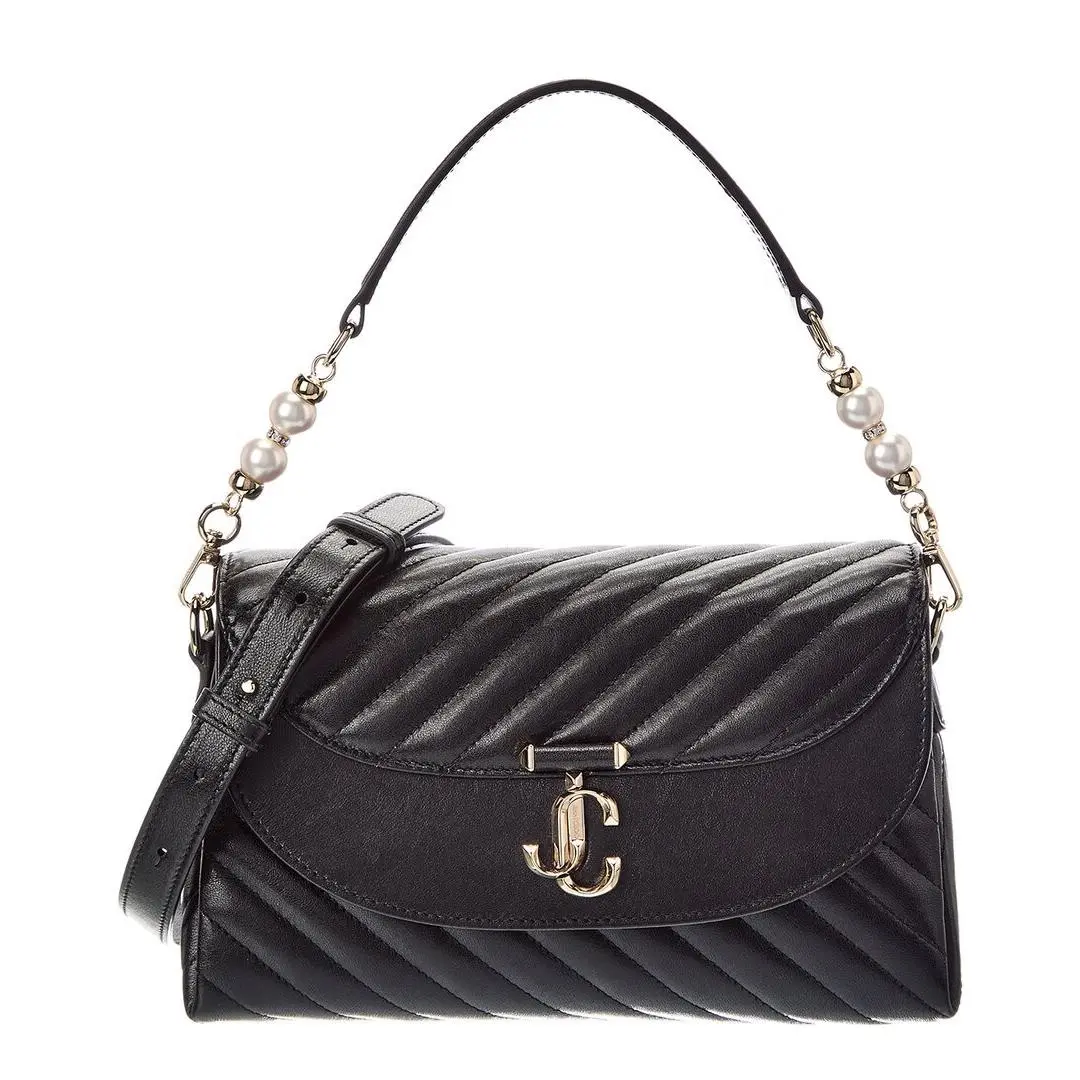 Jimmy Choo Avn Curve Top Handle Leather Shoulder Bag Women`s Black