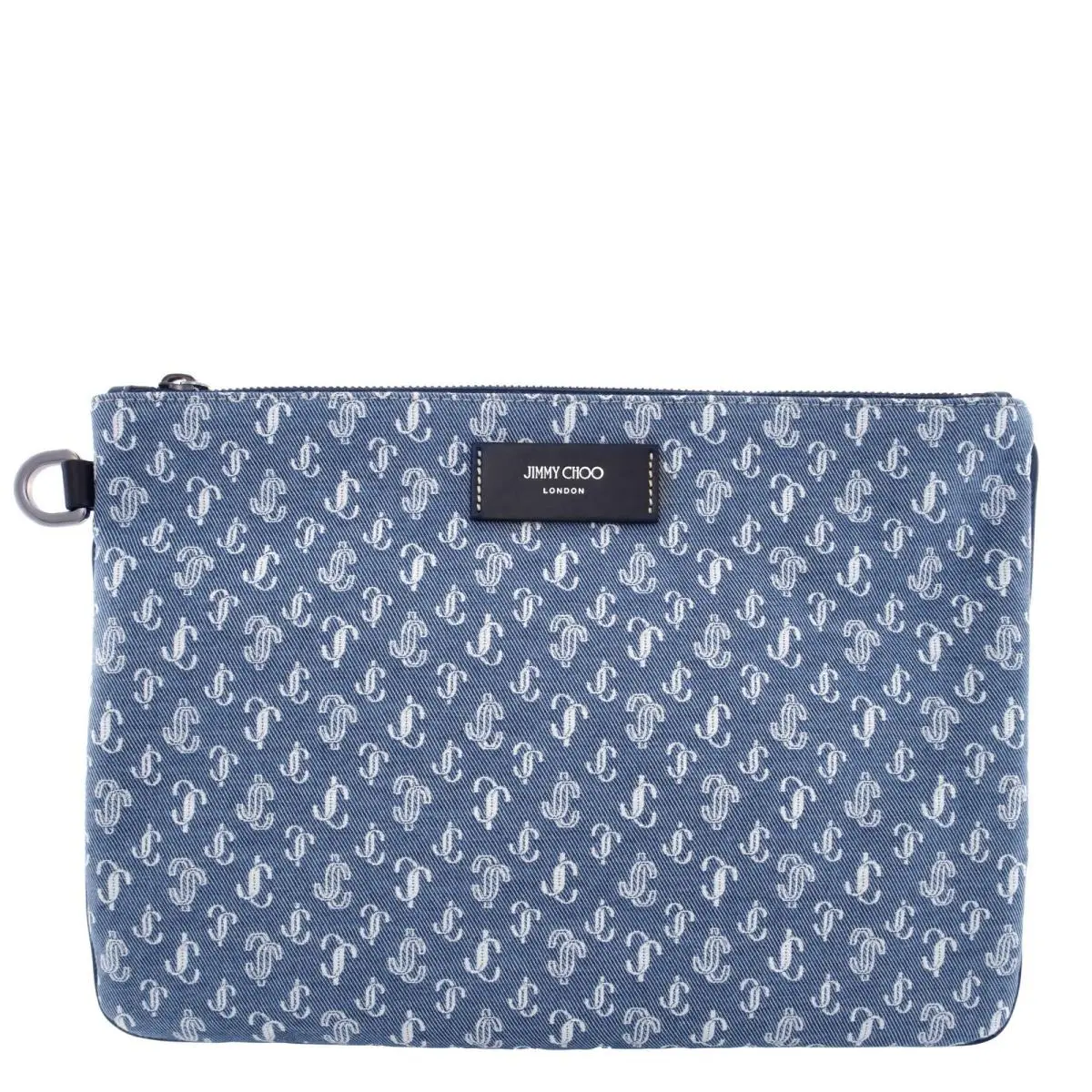 Jimmy Choo Derek-n JC Monogram Denim Clutch 231DEREK-N Ahk Denim/navy/gunmetal