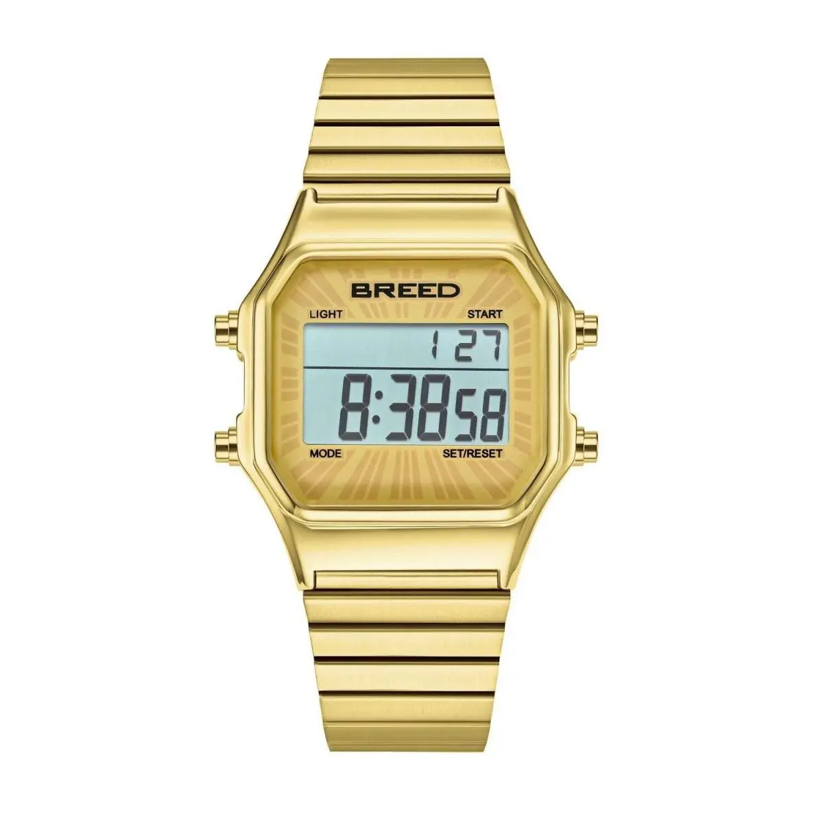 Breed Terra Digital Watch w/ Backlight/timer Gold Gold Dial Wristwatch BRD9703