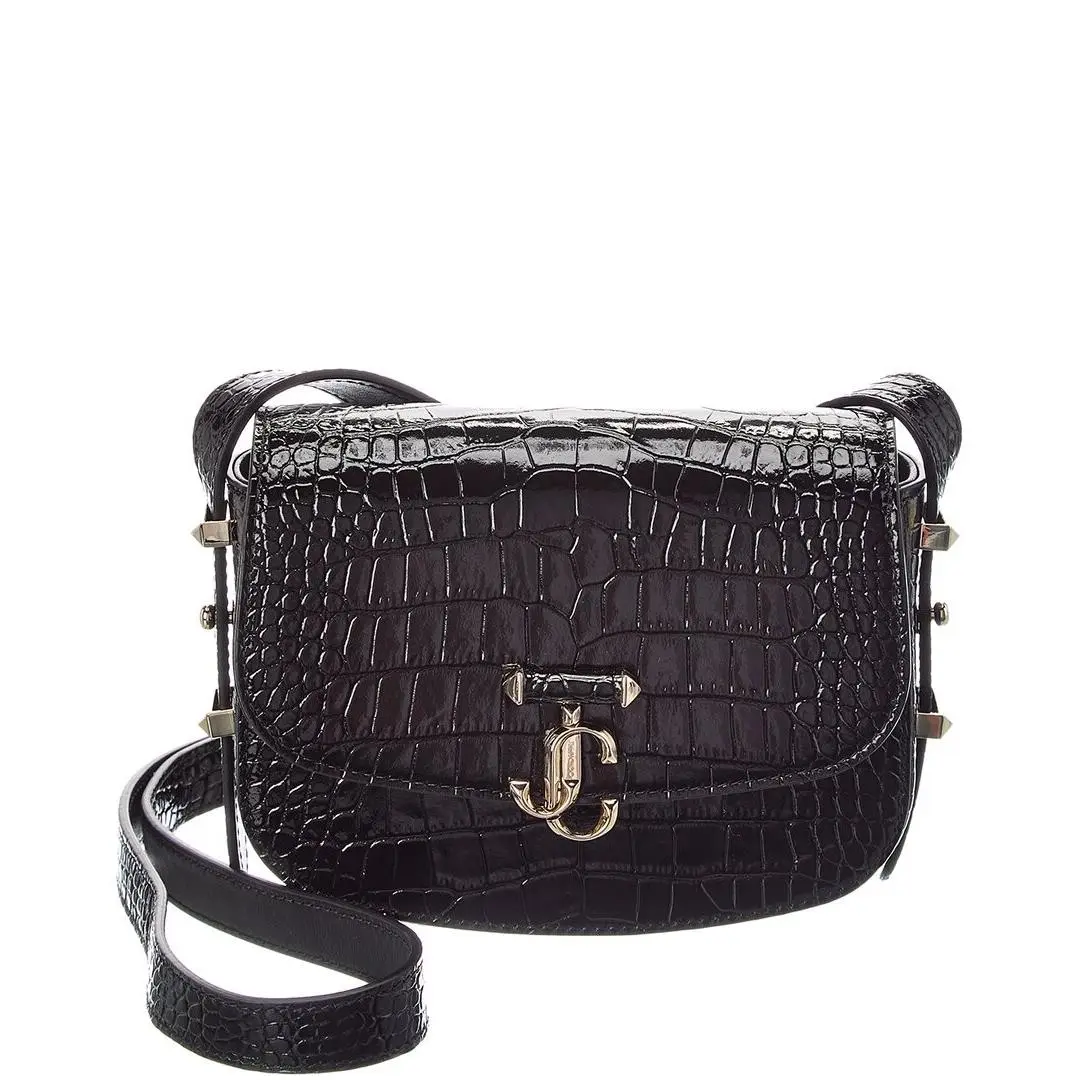 Jimmy Choo Croc-embossed Leather Crossbody Women`s Black