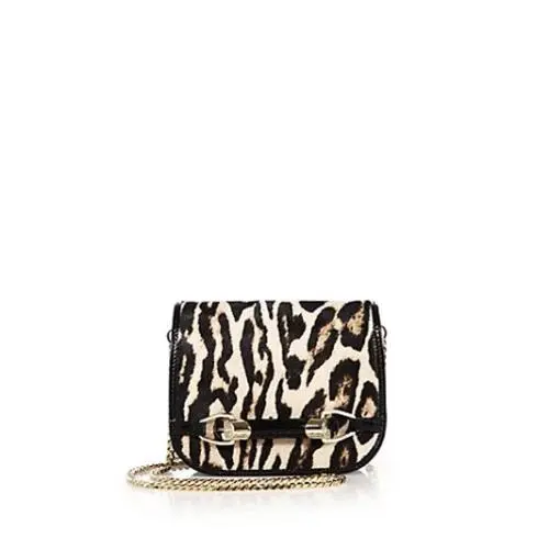 Jimmy Choo Zadie Leather Handbag Crossbody Purse Snow Leopard Print