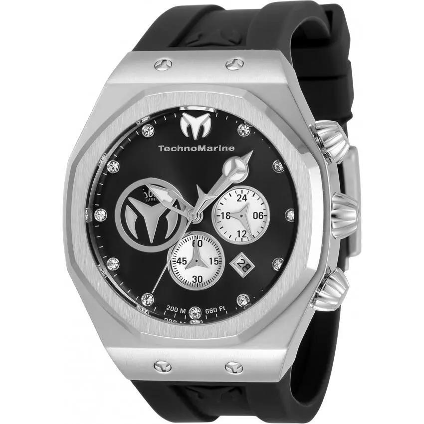Technomarine Reef Sun Men`s Black 45mm Crystal Chrono Watch TM-520000