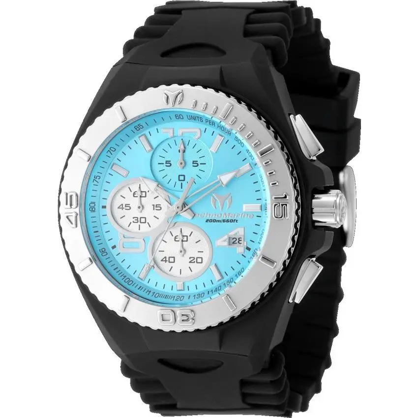 Technomarine Cruise Jellyfish Men`s 46mm Blue Dial Chrono Watch TM-125041 - Dial: Black,Gray,Silver,Blue, Band: Black, Bezel: Silver