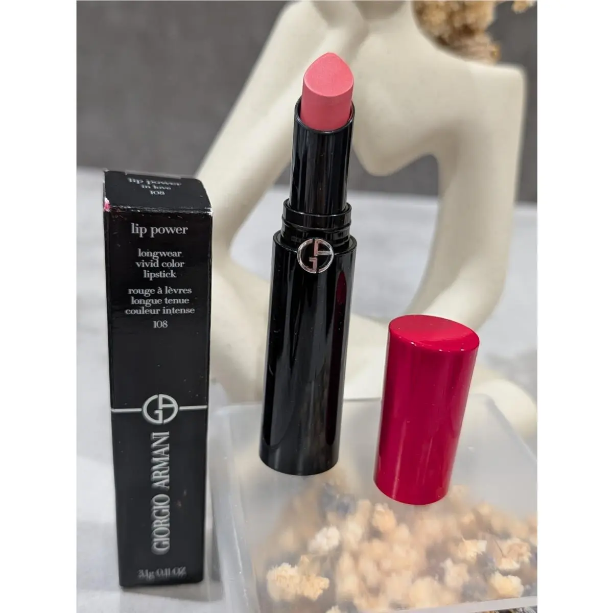 Lip Power Longwear Vivid Color Lipstick-108 In Love by Giorgio Armani - 0.11 oz