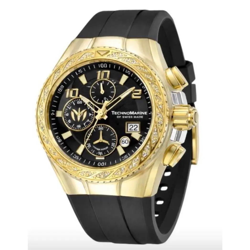 Technomarine TM-125011 Special Edition Cruise Glitz Gold Black Dial/strap 44.5mm by TechnoMarine