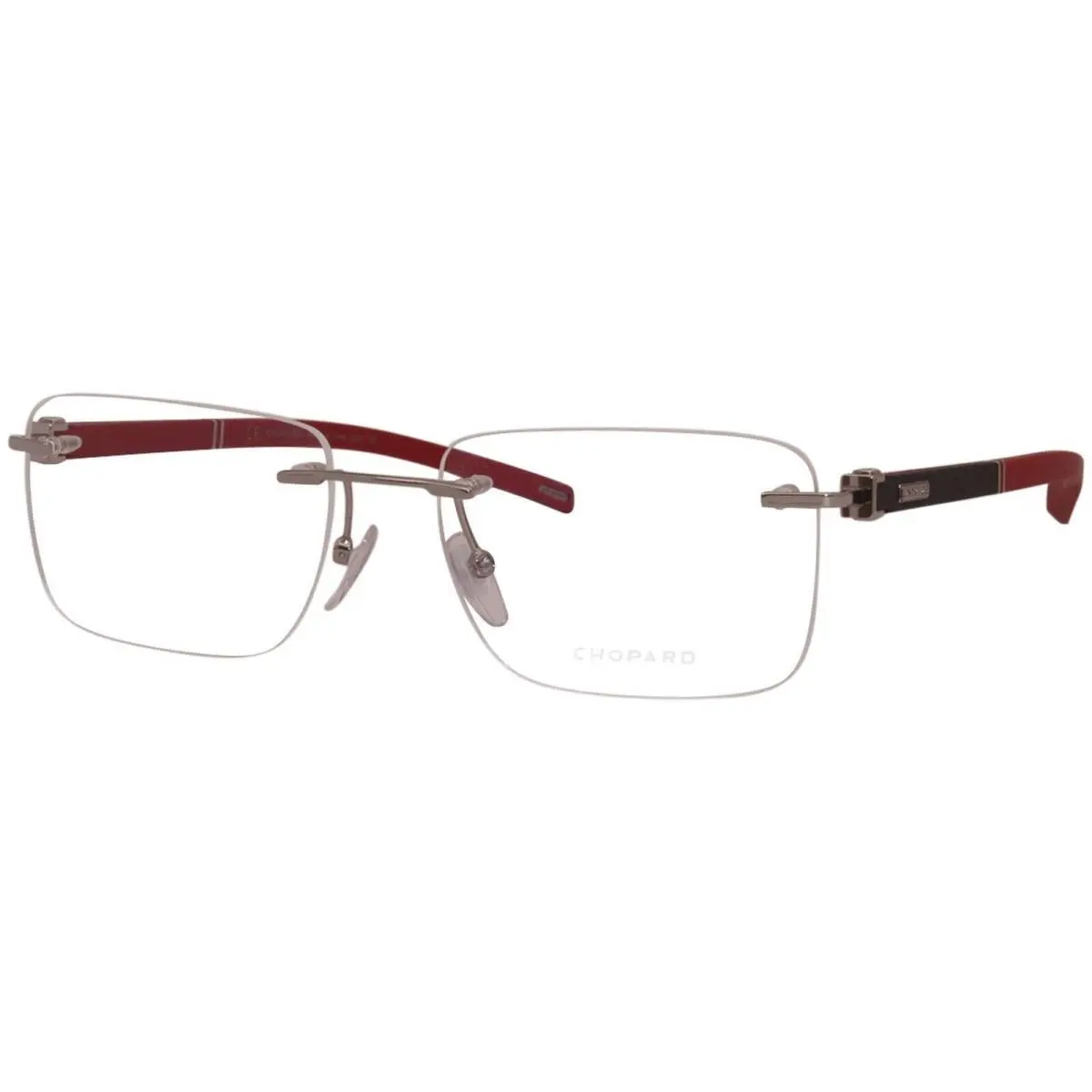 Chopard VCHD88 0579 Eyeglasses Men`s 23KT Silver/red Rimless Optical Frame 56mm