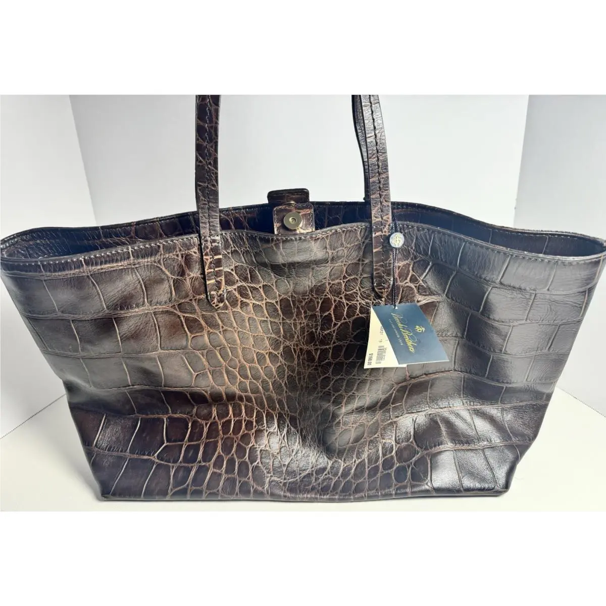 Brooks Brothers Crocodile Embossed Leather Bag Leather