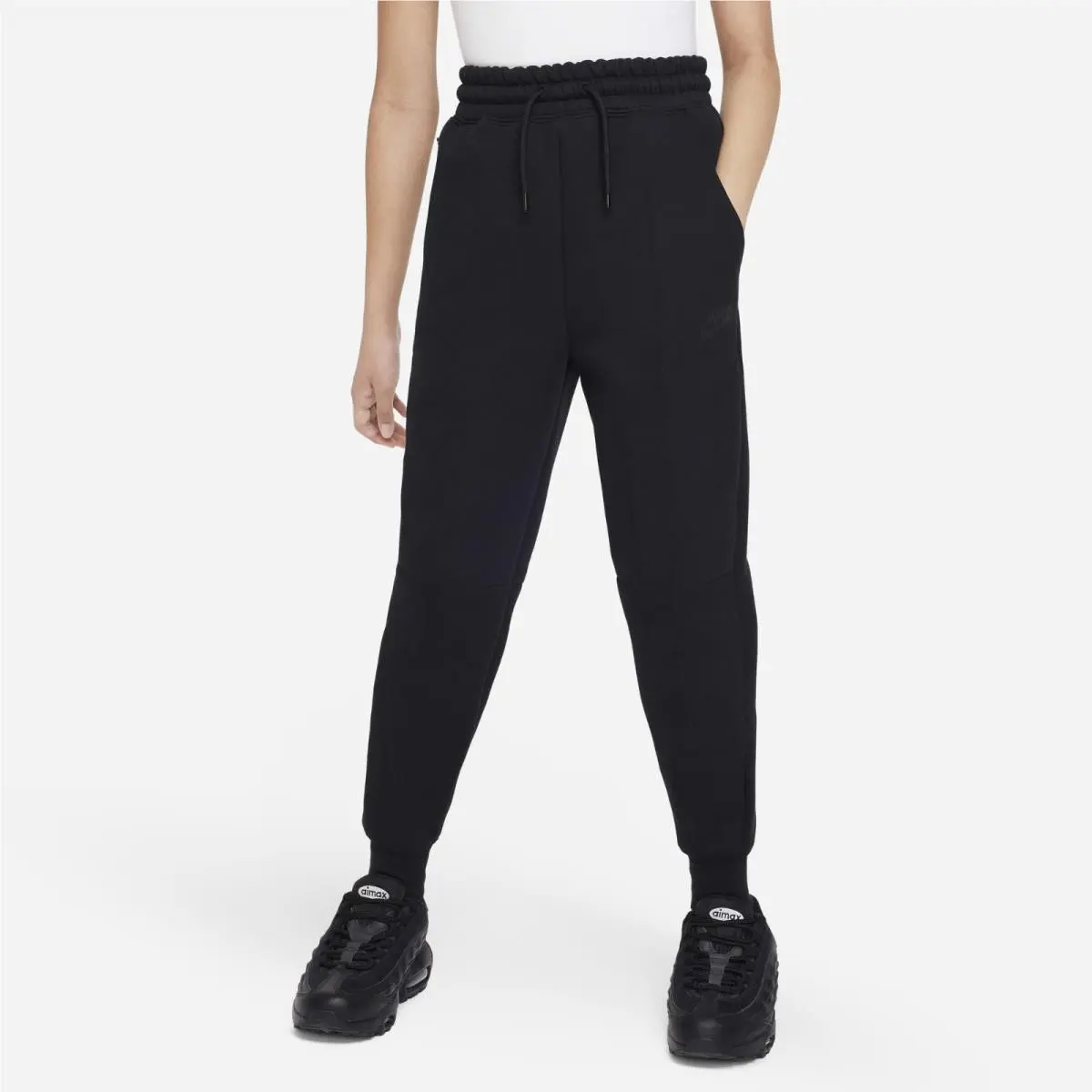 Nike Sportswear Tech Fleece Joggers Girls XL Black Drawstring Tapered Leg KFC941