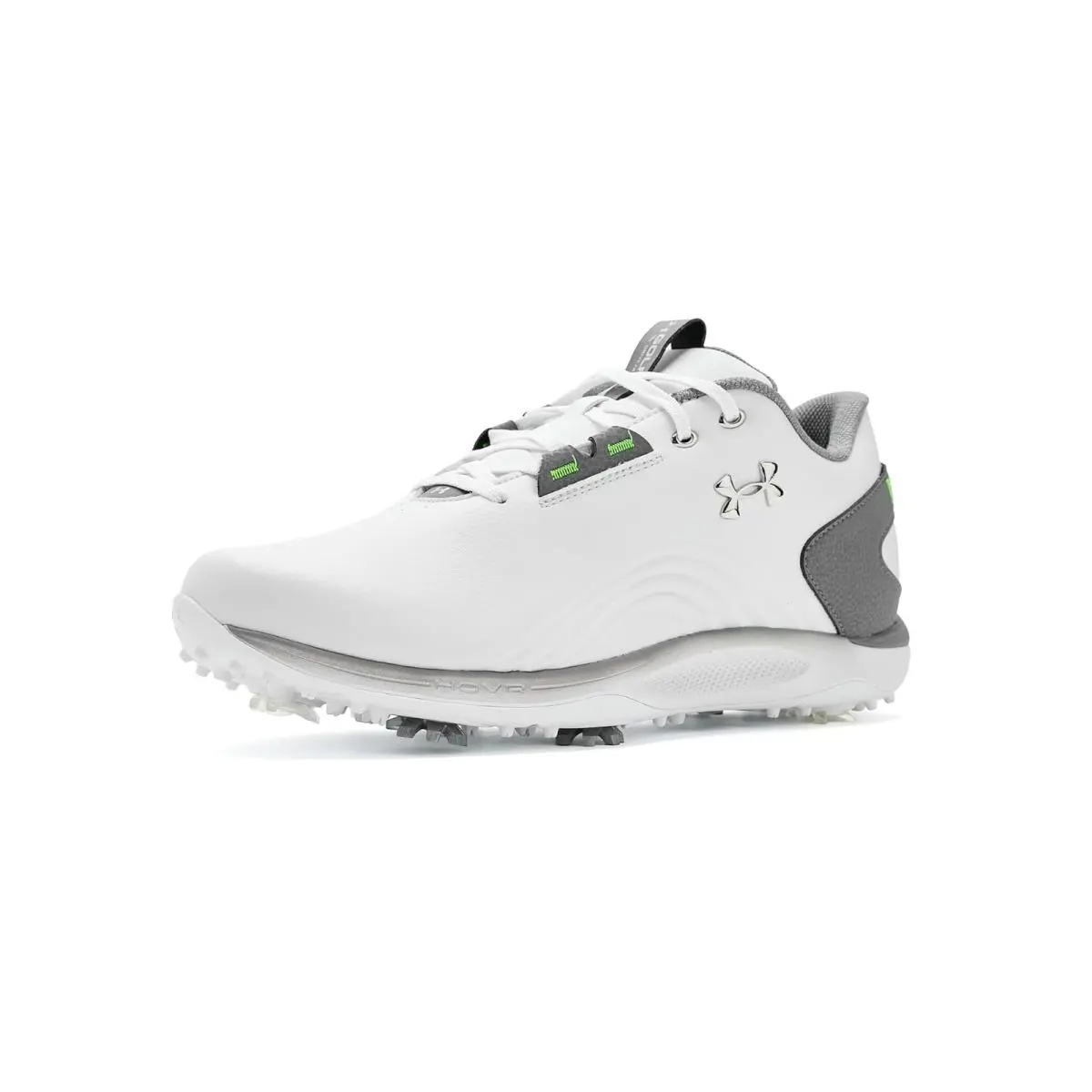 Man`s Sneakers Athletic Shoes Under Armour Drive Fade 2 Golf Cleats - White/Titan Gray/Metallic Silver