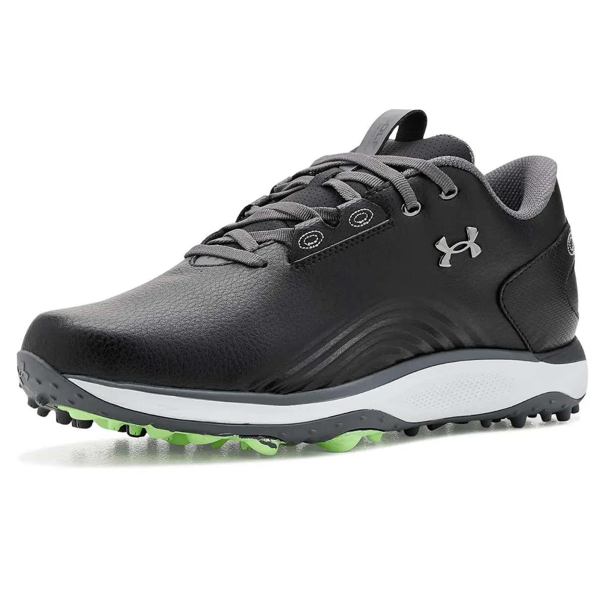 Man`s Shoes Under Armour Drive Fade 2 Spikeless Golf Cleats - Black/Black/Metallic Gun Metal