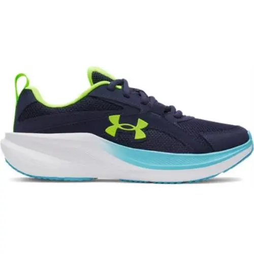Under Armour Unisex Big Kid`s Grade School Charged+ Assert 11 Running Shoe Midni - MIDNIGHT NAVY/BLUE BLUR/HYPER GREEN