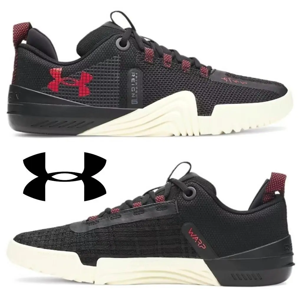 Under Armour Reign 6 Men`s Training Running Shoes Sneakers Sport Gym Comfort - Black, Manufacturer: Black / Winter White / Racer Red - 004