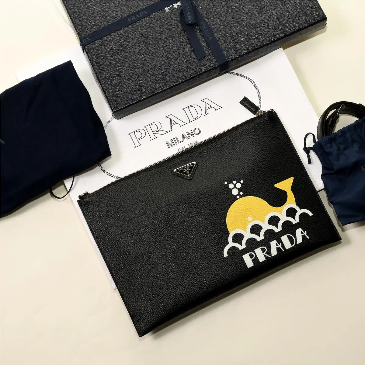 Saffiano Whale 2-way Shoulder Clutch Bag– Model 2VH073 by Prada