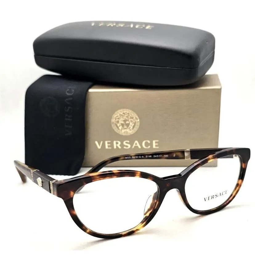 Versace Reading Glasses Mod. 3219-Q 5148 52-17 Tortoise Frames Leather Readers