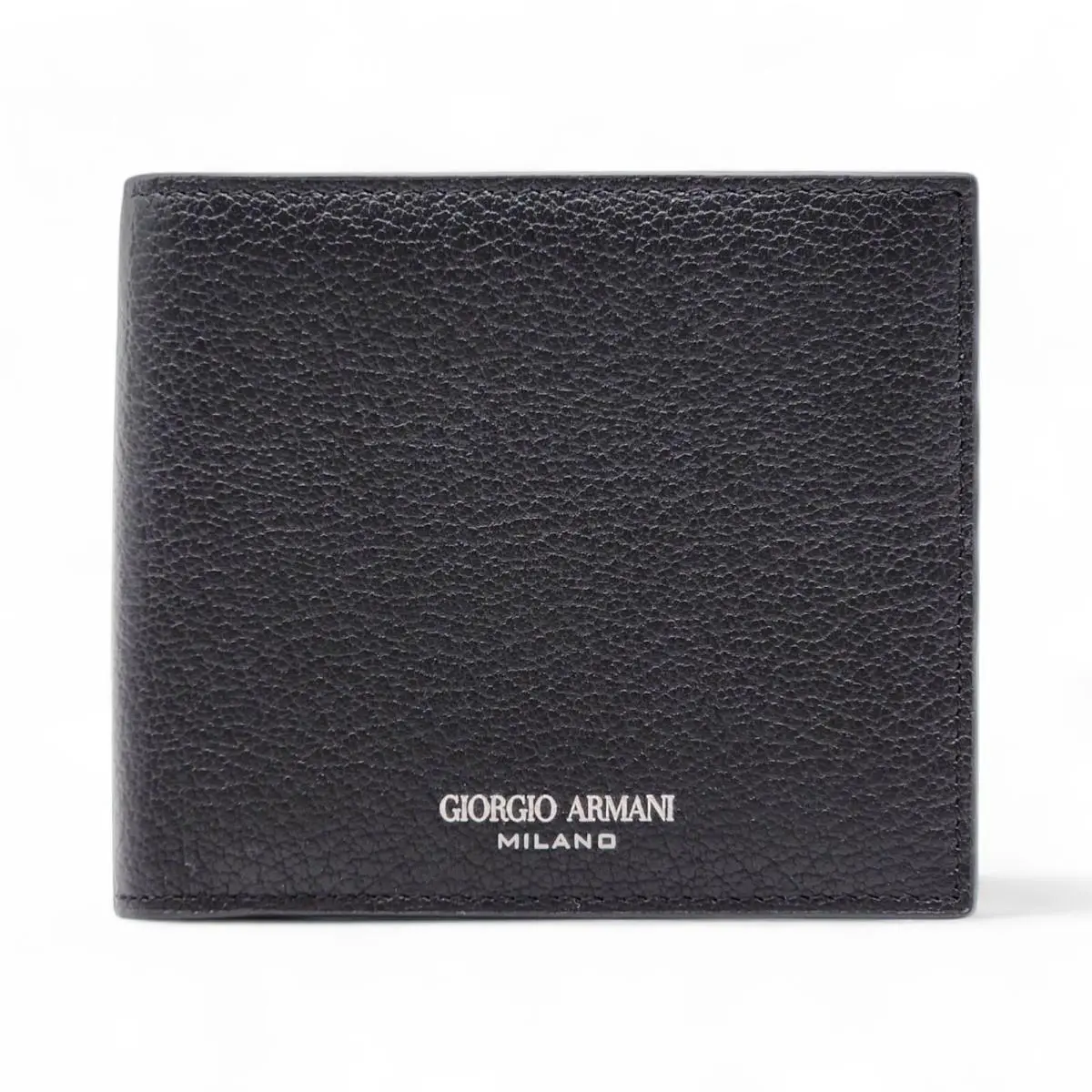 Giorgio Armani Milano Pebbled Leather Bifold Men`s Wallet in Black –