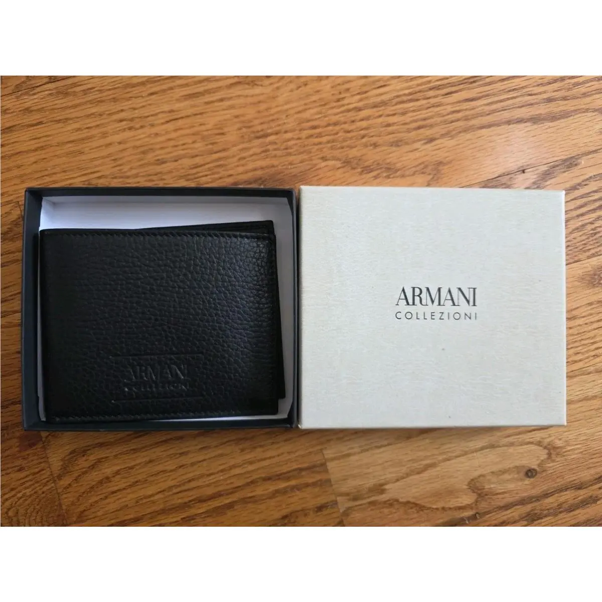 Armani Collezioni Black Leather Bi-fold Wallet