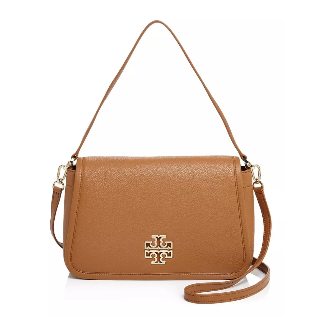 Tory Burch Britten Bark Womens Crossbody Bag Leather Handbag Brown Purse