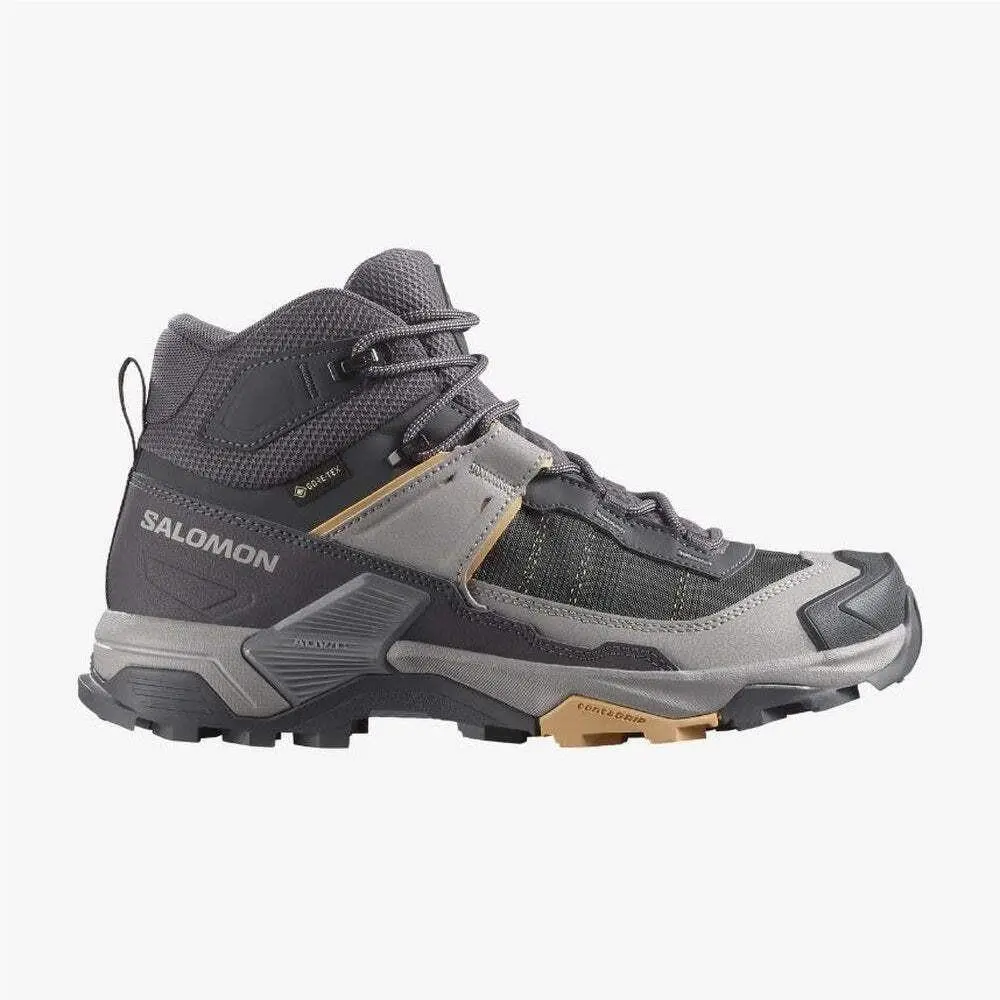 Salomon X Ultra 5 Mid Gtx Women`s Hiking Shoes - Nine Iron/gull/soft Clay