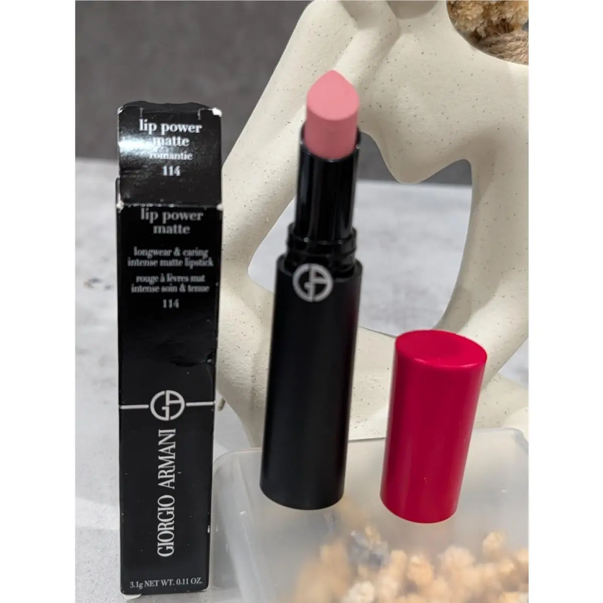 Giorgio Armani Lip Power Matte Lipstick in 114 Romantic 0.11 oz