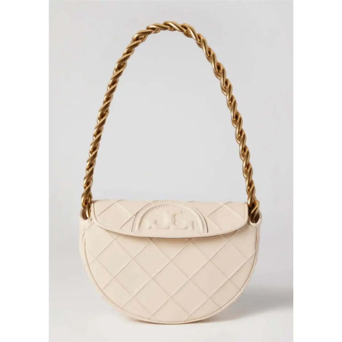 Tory Burch Mini Fleming Soft Crescent Crossbody Bag IN Cream