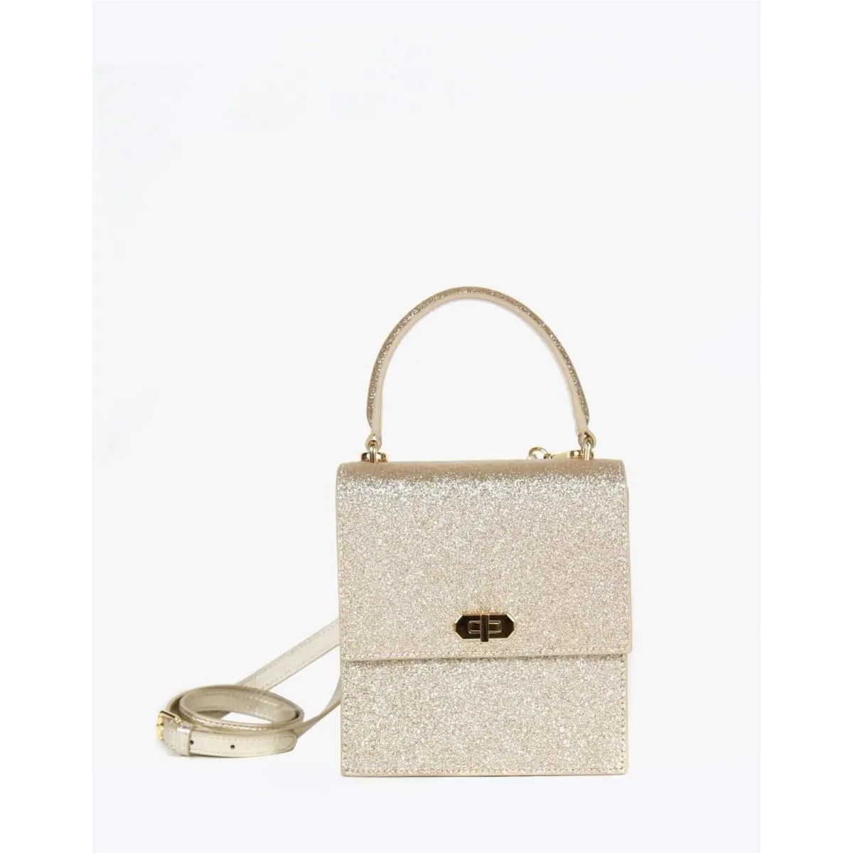 Neely Chloe No. 19 The Mini Lady Bag Glitter Gold Shimmer Crossbody Top Handle